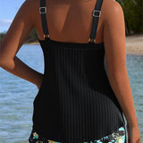 Gestreifter Zweiteiliger Tankini mit passendem Strandhöschen