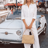 Braid Tasche aus Leder und Rafia Creme