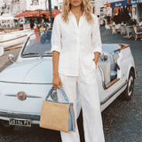 Braid Tasche aus Leder und Rafia Denim