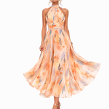 Aurora | Kleid mit Halterneck und Aquarelldruck