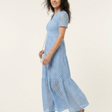 Brielle | V-Ausschnitt Kurzarm Schichtkleid Midi
