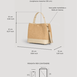 Borsa Kendy aus Leder und Rafia Creme