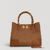 Borsa Bamboo Babe aus Leder und Rafia Limited Edition Leder