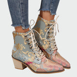 Hannah - Florale Kunstleder-Stiefeletten