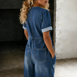 Soleil Denim Jumpsuit mit weitem Bein
