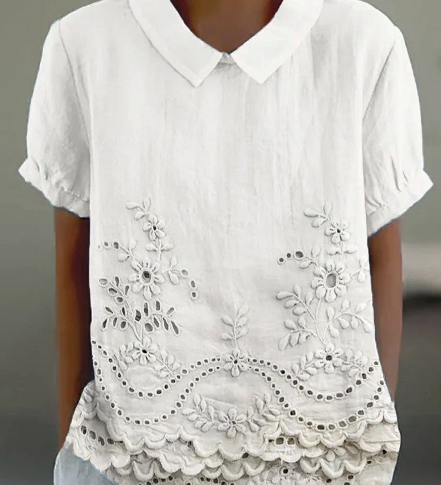 Lily | Floral Besticktes Hemd