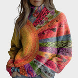 Fleur - Künstlerischer Strick-Turtleneck-Pullover