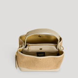 Borsa Kendy aus Leder und Rafia Creme
