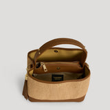 Handtasche Kendy aus Leder und Rafia Cuoio