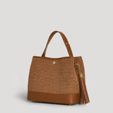 Borsa Kendy aus Leder und Rafia Limited Edition Cuoio
