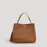 Borsa Kendy aus Leder und Rafia Limited Edition Cuoio