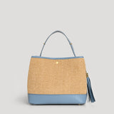 Borsa Kendy aus Leder und Rafia Denim