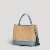 Borsa Kendy aus Leder und Rafia Denim