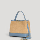 Borsa Kendy aus Leder und Rafia Denim