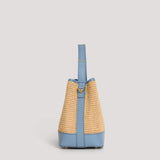 Borsa Kendy aus Leder und Rafia Denim