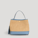 Borsa Kendy aus Leder und Rafia Denim