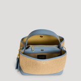 Borsa Kendy aus Leder und Rafia Denim