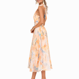 Aurora | Kleid mit Halterneck und Aquarelldruck