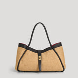 Mayfair Tasche aus schwarzem Leder und Rafia