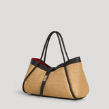 Mayfair Tasche aus schwarzem Leder und Rafia