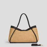 Mayfair Tasche aus schwarzem Leder und Rafia
