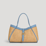 Mayfair Tasche aus Leder und Rafia Denim