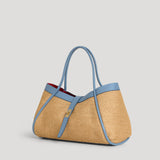 Mayfair Tasche aus Leder und Rafia Denim
