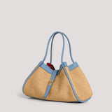 Mayfair Tasche aus Leder und Rafia Denim