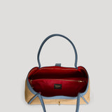 Mayfair Tasche aus Leder und Rafia Denim