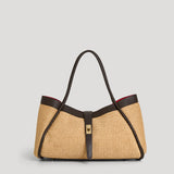 Borsa Mayfair aus Leder und Rafia in Dunkelbraun