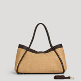 Borsa Mayfair aus Leder und Rafia in Dunkelbraun