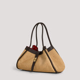 Borsa Mayfair aus Leder und Rafia in Dunkelbraun