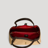 Borsa Mayfair aus Leder und Rafia in Dunkelbraun