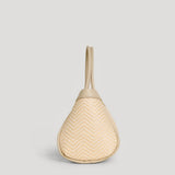 Mayfair Tasche aus Leder und Rafia Chevron Limited Edition Beige