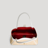 Borsa Mayfair aus Leder und Rafia Chevron Limited Edition Weiß