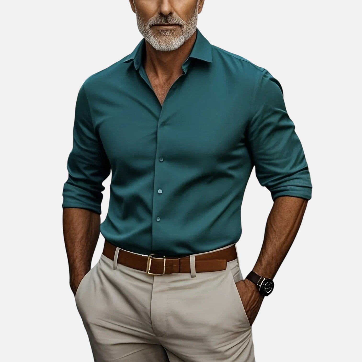 Herren Slim Fit Business Hemd mit Knitterfrei