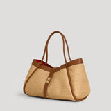 Borsa Mayfair aus Leder und Rafia Cuoio