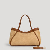 Borsa Mayfair aus Leder und Rafia Cuoio