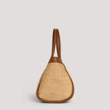 Borsa Mayfair aus Leder und Rafia Cuoio