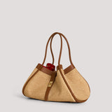 Borsa Mayfair aus Leder und Rafia Cuoio