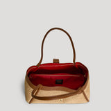 Borsa Mayfair aus Leder und Rafia Cuoio