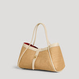 Mayfair Tasche aus Leder und Rafia Creme