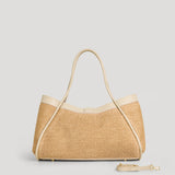 Mayfair Tasche aus Leder und Rafia Creme