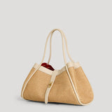 Mayfair Media Tasche aus Leder und Raphia Creme