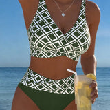 Zweiteiliger Bikini mit BH-Design und Diamantmuster