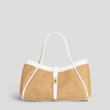 Mayfair Tasche aus Leder und weißem Rafia