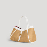 Mayfair Tasche aus Leder und weißem Rafia