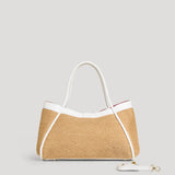 Mayfair Tasche aus Leder und weißem Rafia