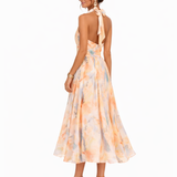 Aurora | Kleid mit Halterneck und Aquarelldruck