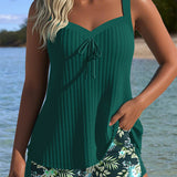 Gestreifter Zweiteiliger Tankini mit passendem Strandhöschen